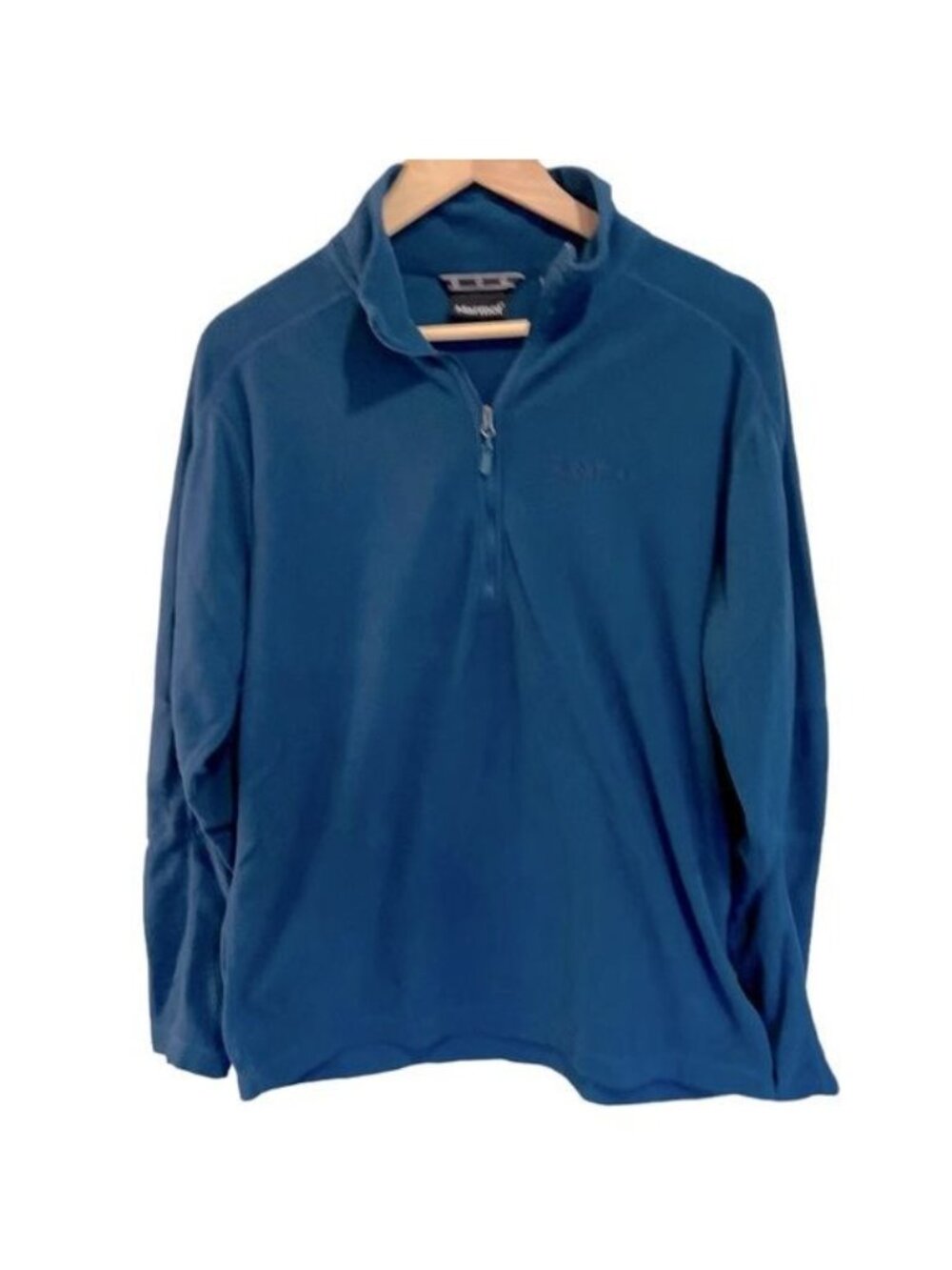 Marmot Men’s Fleece Size Large 1/4 Zip Reactor Blue Pullover Mock Neck Top